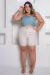 Bermuda Linho Plus Size Cintura Alta