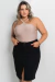 Saia Jeans Plus Size Com Fenda Frontal - Preta - loja online