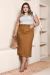 Saia PLus Size Longa De Sarja Com Fenda - Marrom - loja online