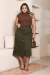Saia PLus Size Longa De Sarja Com Fenda - Verde - comprar online