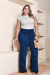 Calça Wide Leg Jeans Feminina Plus Size Cintura - Media - Sairaf Jeans
