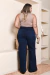Calça Wide Leg Jeans Feminina Plus Size Cintura - Escura na internet