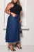 Saia Jeans Longa Plus Size Com Fenda Frontal - Escura - Sairaf Jeans