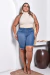 Bermuda Ciclista Jeans Plus Size Cintura Alta Barra Desfiada - Clara - comprar online