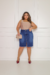 Saia Jeans Plus Size Com Fenda Frontal - Escura