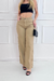 Calça Wide Leg de Sarja - Cáqui na internet