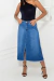 Saia Longa Jeans Com Fenda - Escura - loja online