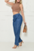 Calça Pantalona Jeans Com Elástico - Escura na internet