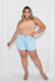 Shorts Jeans Plus Size Barra Virada - Delavê