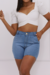 Bermuda Meia Coxa Jeans De Pregas - Clara na internet