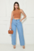 Calça Pantalona Jeans Com Elástico - Clara