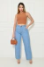 Calça Pantalona Jeans Com Elástico - Clara