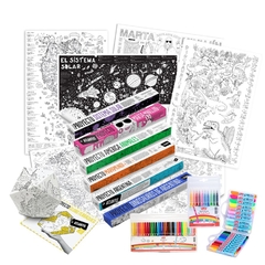 SÚPER COMBO 7 MAPAS + VALIJA + MARCADORES 30 + MARCADORES PINCEL