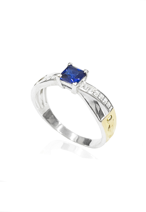 Anel Formatura Square Prata 950 c/ Emblema Ouro 18K