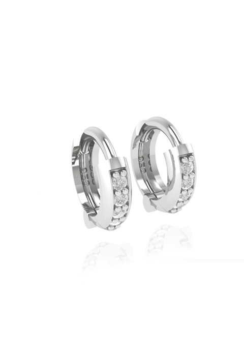 Brinco Click Argola Prata C/ Zirconias 12.4 mm 8btz