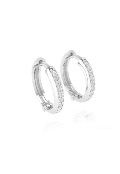 Brinco Click Argola Prata C/ Zirconias 14.8 mm 22 btz