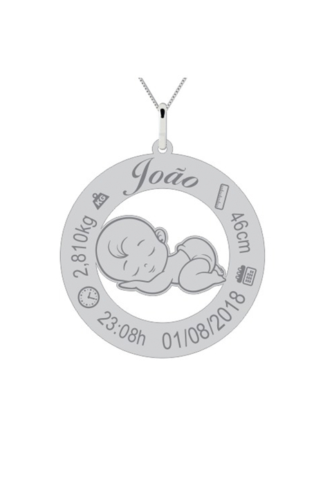 Pingente Menino Nascimento Personalizado Prata 925