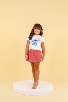 Conjunto malha short-saia stitch nude - comprar online