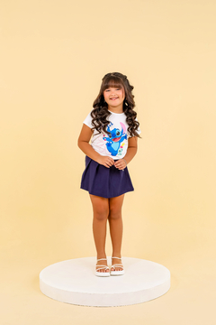Conjunto malha short-saia stitch marinho - loja online