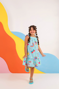 Vestido Larissa jeans verde - lalypopKids