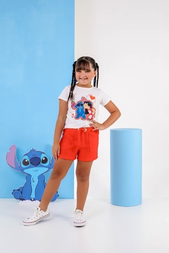 Conjunto short malha coração laranja - loja online