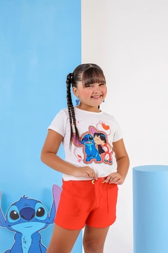 Conjunto short malha coração laranja - lalypopKids