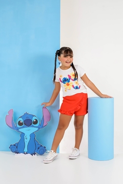 Conjunto short-saia malha flower laranja - lalypopKids
