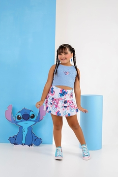 Conjunto cropped malha azul na internet