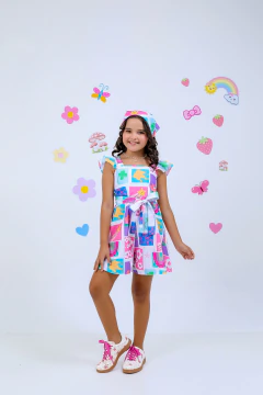 Macaquinho godê c/bandana branco florzinha - comprar online