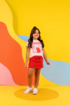 Conjunto short-saia malha cats vermelho - comprar online