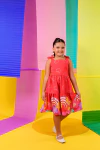 Vestido 3 marias barrado vermelho midi - comprar online
