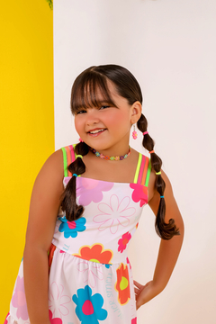 Vestido Liz flower branco - lalypopKids