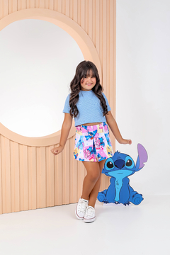 Conjunto short-saia c/ canelada azul - comprar online