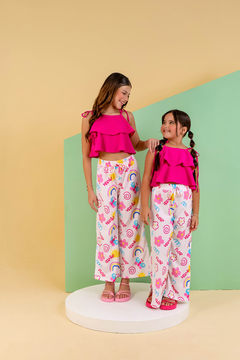 Conjunto pantalona c/ fenda fúcsia - lalypopKids