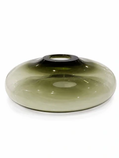 Centro de Mesa em Vidro Artístico Verde Fumê