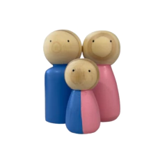 Kit Familia 50% dos pais - Bonecos de Madeira Grande para Constelação Familiar - Loja do Constelador - Produtos e Bonecos para Constelação Familiar 