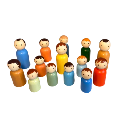 Bonecos de madeira pequeno - Kit 28 - Constelação Familiar