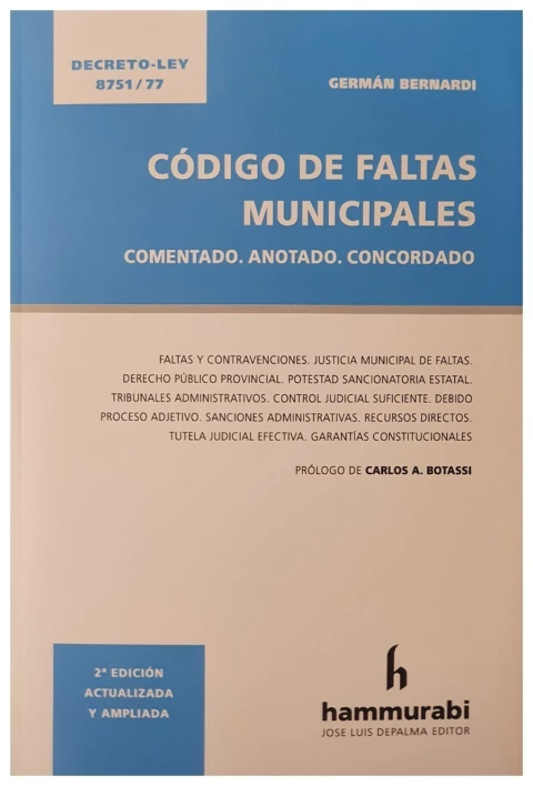Código de faltas municipales. Decreto - Ley 8751/77