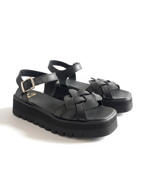 SANDALIA PIGLET FOLK BAJA CUERO URBANO NEGRO