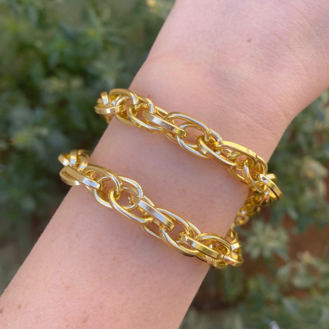 Pulseira trançada elos oval