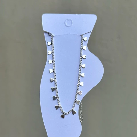 Tornozeleira mini corações prata - comprar online