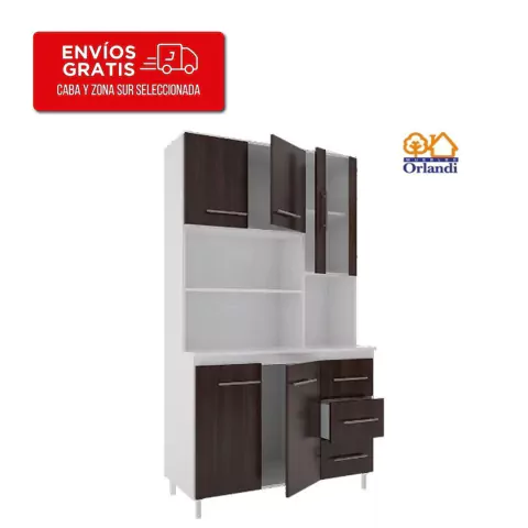 Aparador De Cocina Orlandi Kit Triple 5 Puertas 3 Cajones 105 X 186 X 47 Cm - comprar online