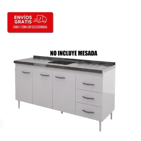 Bajo Mesada Delos DLR616BR 1.60Cm 3 Ptas 2 Cajones Blanco