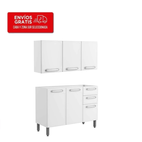 Combo De Cocina Bajo Mesada + Alacena Bertolini 1.20 Mod. Evidence Blanco - comprar online