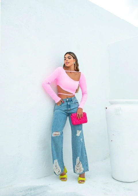 Cropped de tiras - Manga Longa