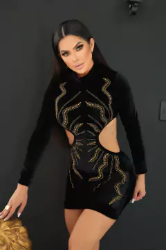 VESTIDO PRETO DOURADO