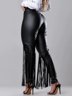 CALÇA COURO FRANJA SORAYA - Sol Oliveira Boutique