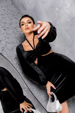 VESTIDO CAROL VELUDO CRISTAL