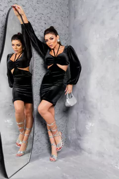 VESTIDO CAROL VELUDO CRISTAL - Sol Oliveira Boutique