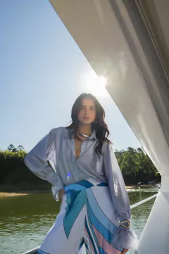 CAMISA AZUL ANA CAPRI - loja online